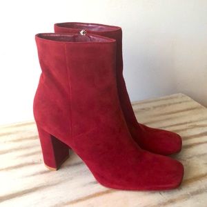 Gianvito Rossi Red suede square toe booties EU 38.5 / US 7.5 or 8